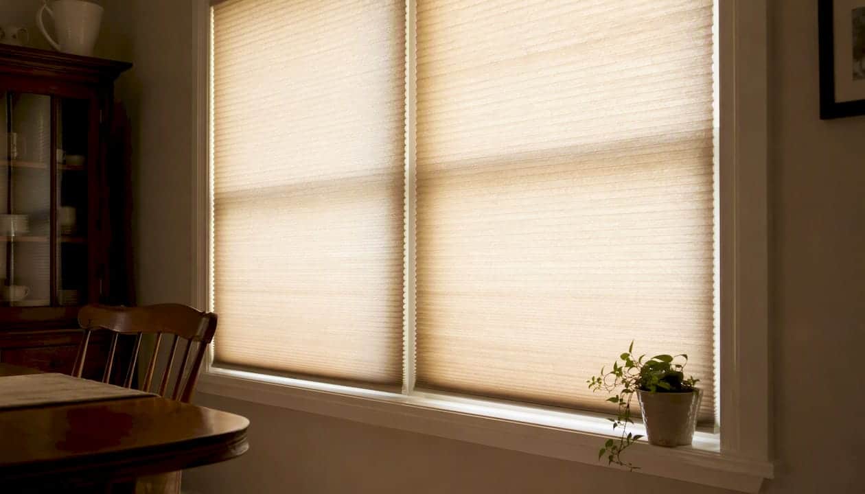 Cellular honeycomb shade texture blocking view