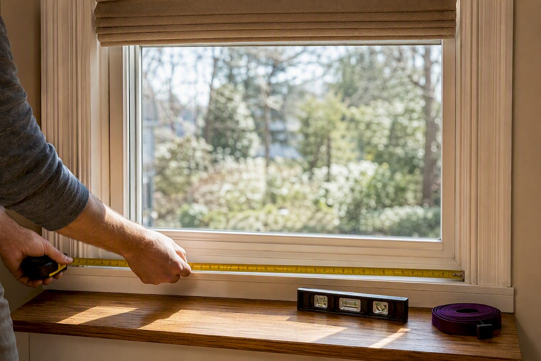 Tape measure across living room window