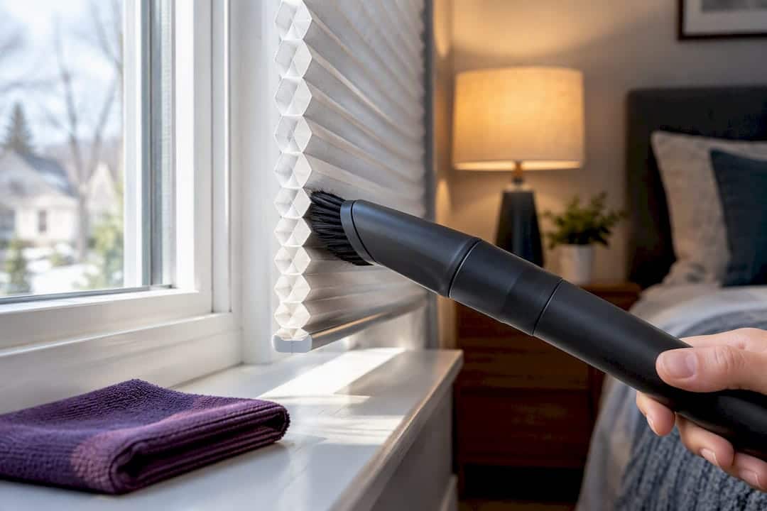 Soft brush vacuuming honeycomb shade cells